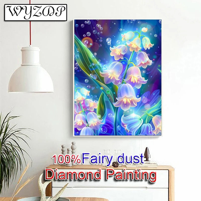 Fairy Dust Diamond Painting Flower Picture Square Diamond embroidery Wall Art.