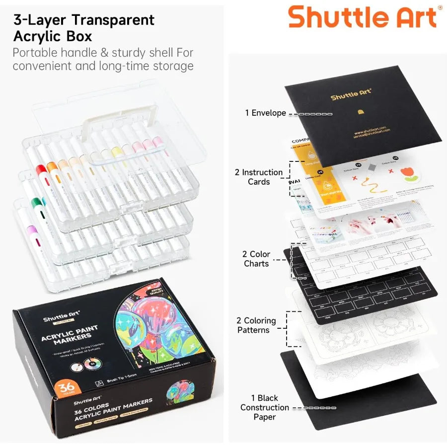 Students Automatic Ink Control Acrylic Paint Markers 36 Colors