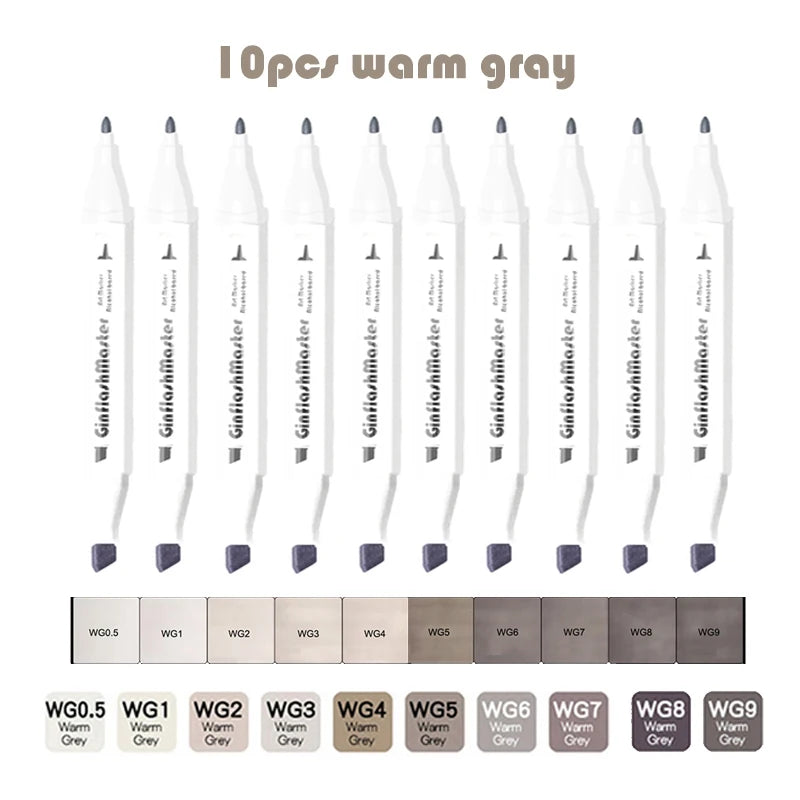 Gray Tones Brush Pen, Sketch Markers, Drawing, Supplies