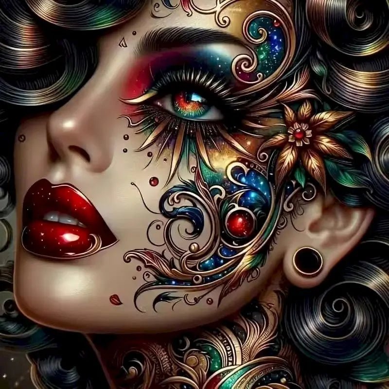 Woman Diamond Embroidery Portrait DIY Picture Rhinestones Painting Leopard Mosaic Full Square Round Home Decor