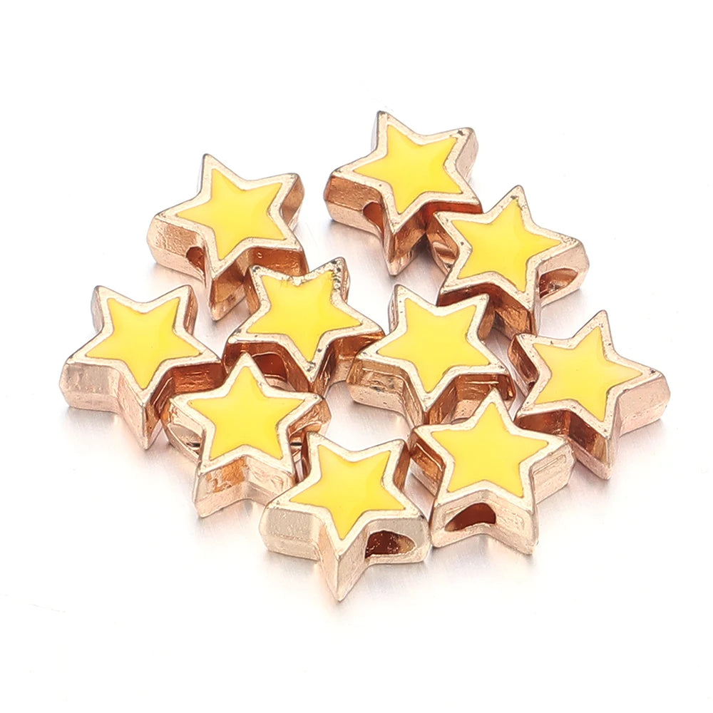 10pcs/Lot 8mm Alloy Double Sided Love Heart Enamel Beads for Jewelry Making Charms Loose Spacer Beads DIY Bracelet Necklace