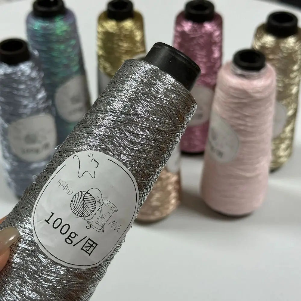 100g/Roll Multicolor Fine Gold Silver Yarn Dia.0.8mm Crochet Accessories Shiny Yarn Hand-woven Supplies DIY