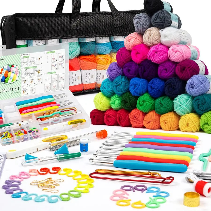 113 Piece Crochet Kit with  1600 Yards Assorted Yarn