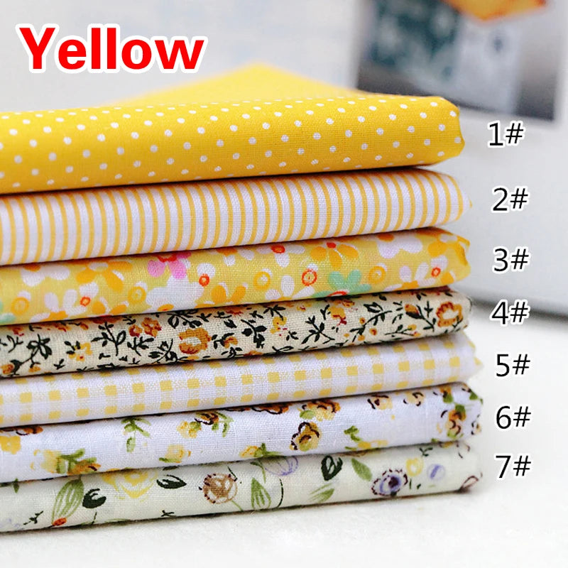 7pcs 25*25cm Square Crafts Cloth 100% Cotton Fabric Print Cloth