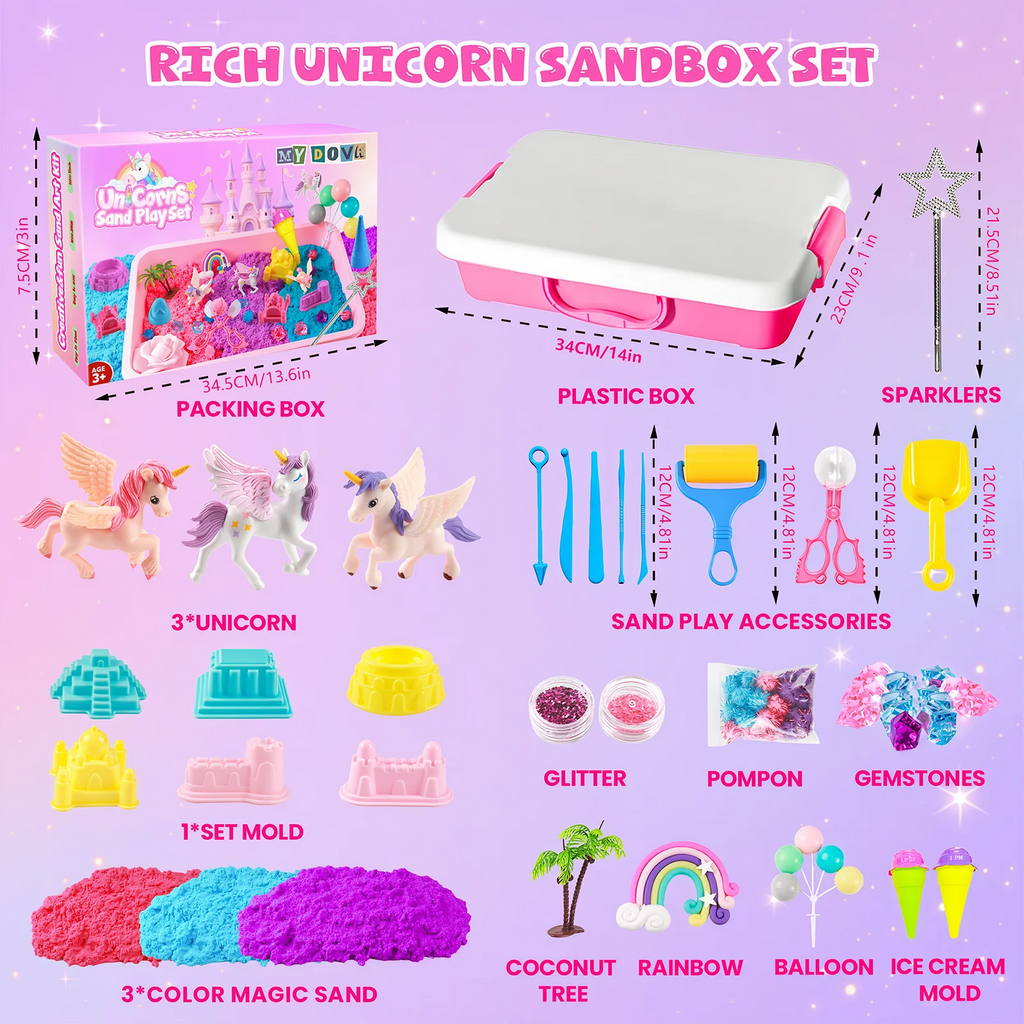 Unicorn Sensory Bin for Girl, Magic Sand