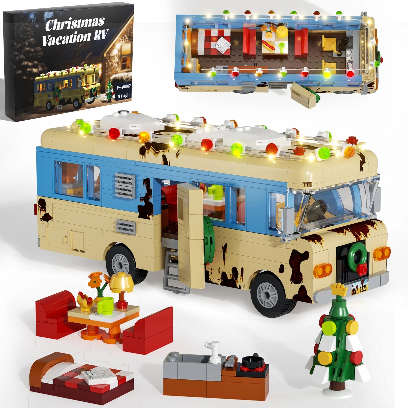 Christmas Vacation RV Building Block Set - Movie Replica Cousin Eddie Car | Nostalgic Collection & Family DIY | Christmas Gift