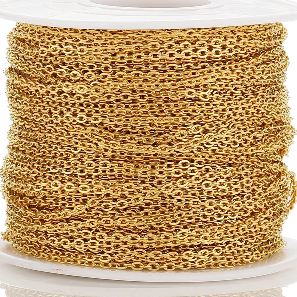 10 Meters Stainless Steel Chain,Gold&Steel Color Link for DIY Jewelry Making