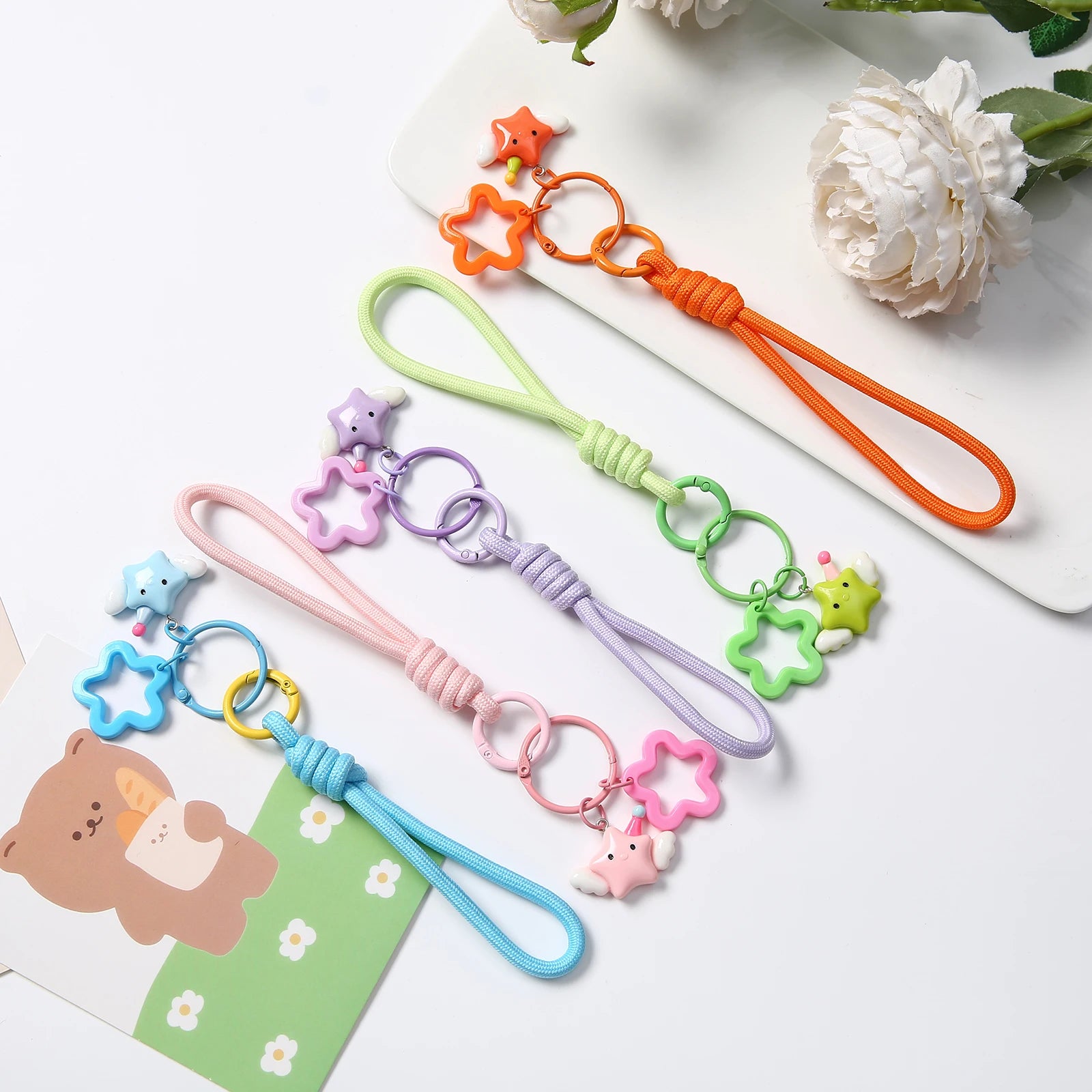 1pcs Multicolor Star Keyring Lobster Clasp Hooks, Jewelry DIY