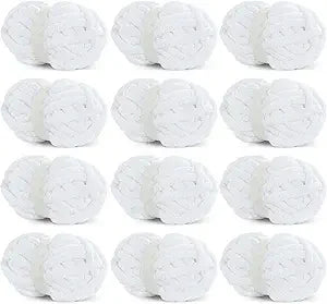 Super Bulky White Chenille Yarn for Crocheting and Knitting, Thick Fluffy Yarn for Handmade Knitted Blankets, Soft and Cozy