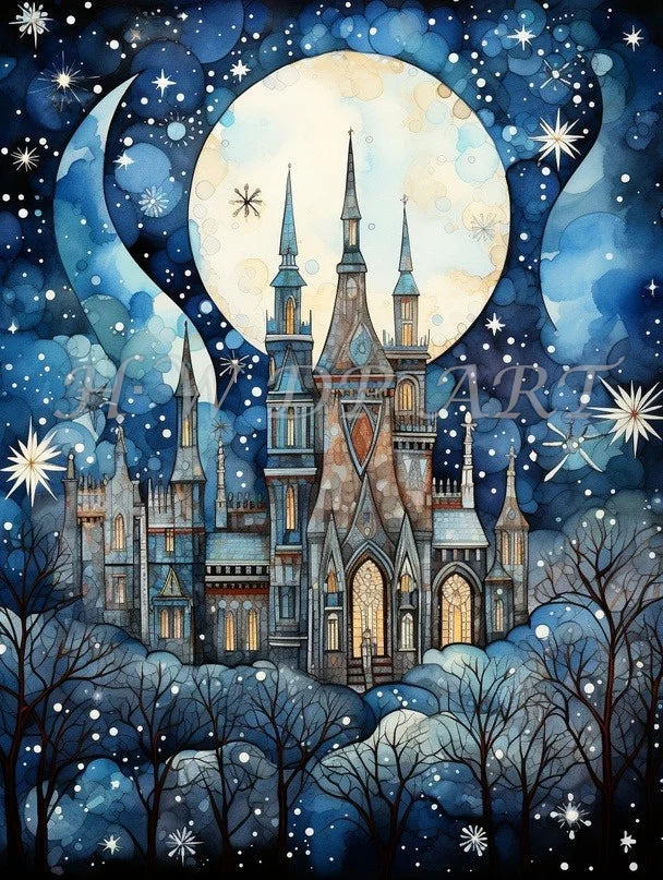 Moon 100% AB Diamond Painting AB Crystal Landscape Diamond Embroidery Cross Stitch.
