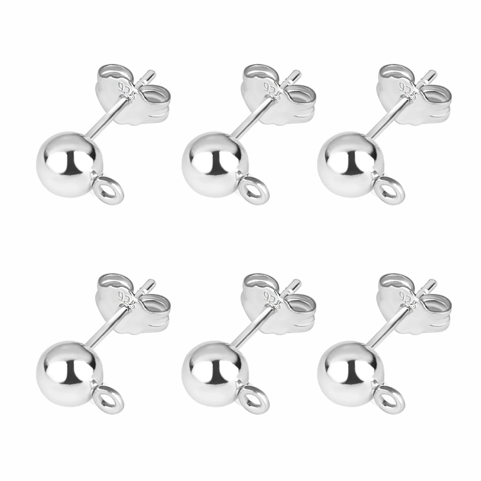 50pcs/Bag 925 Silver Stainless Steel Earring Studs Blank Post Base Pins With Earring Plug
