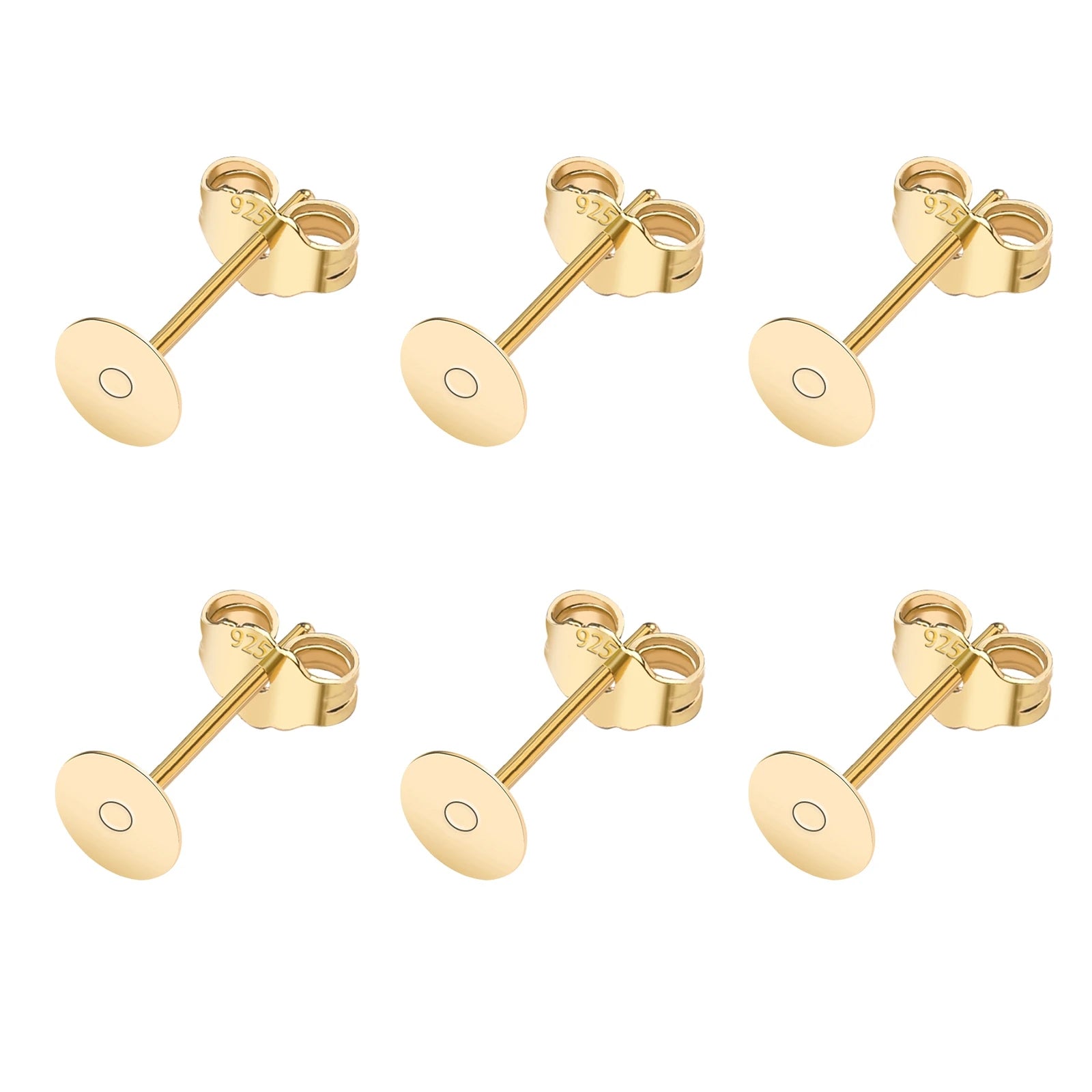 50pcs/Bag 925 Silver Stainless Steel Earring Studs Blank Post Base Pins With Earring Plug