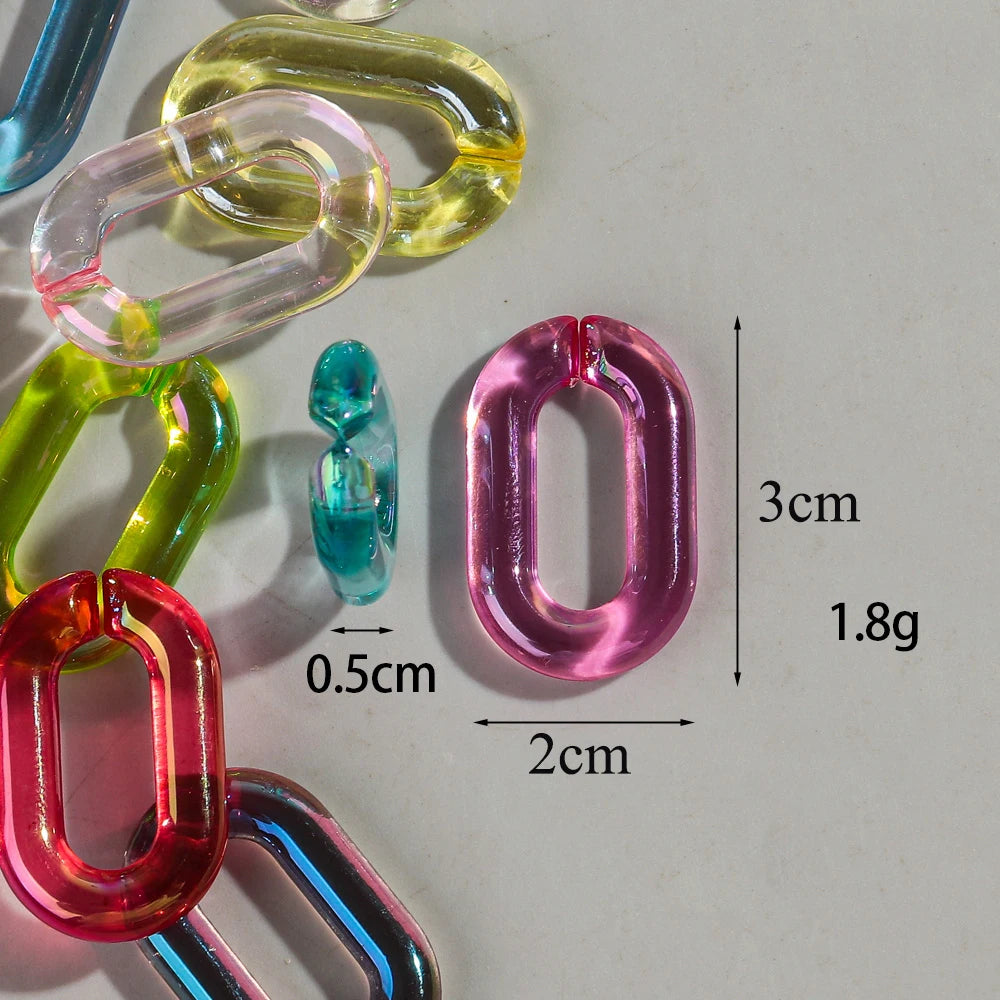 Colorful 20pc Transparent Oval LinkOval Link Chain Beads