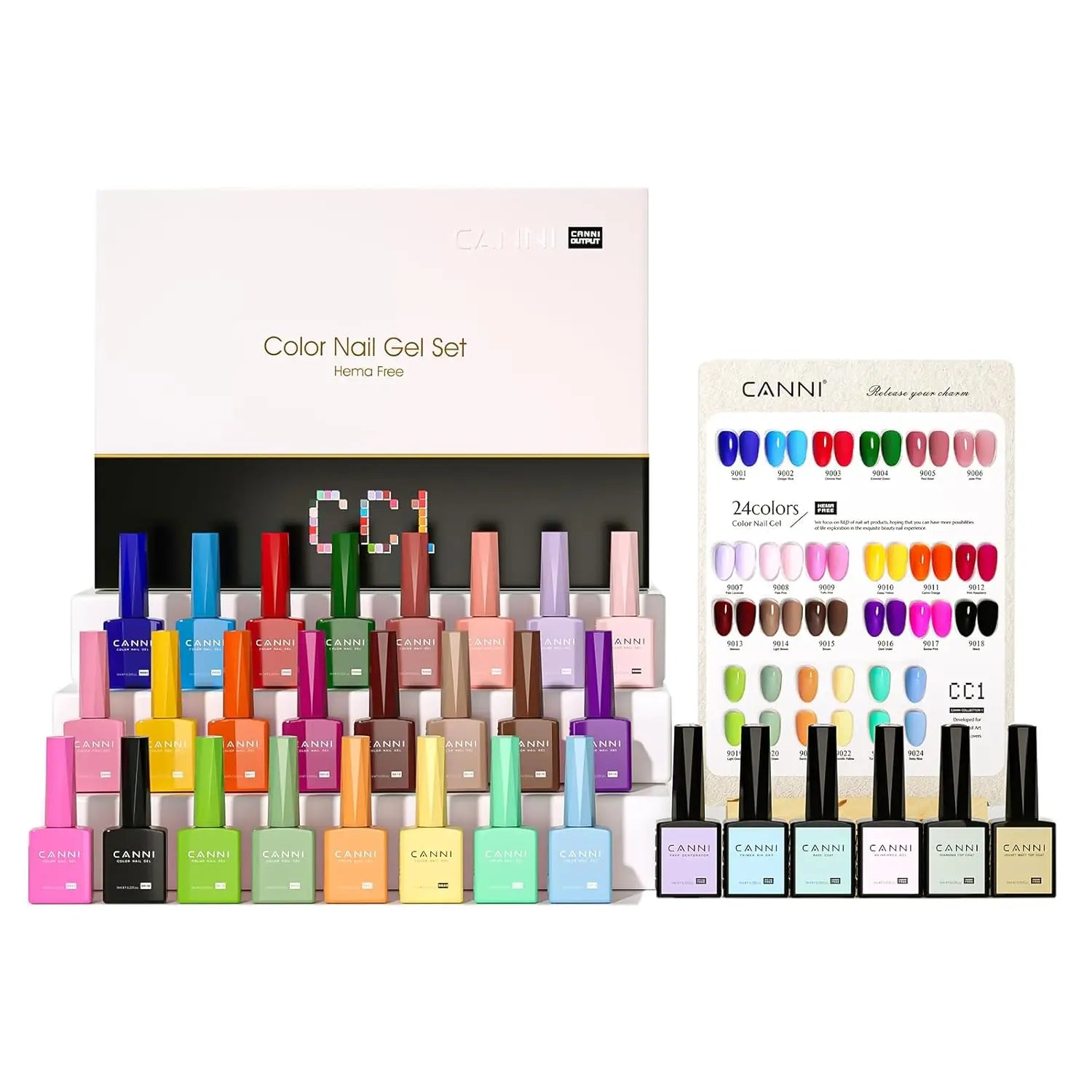 Hema-free Gel Nail Polish Set, Black Pink Nude Red Blue Green Kit