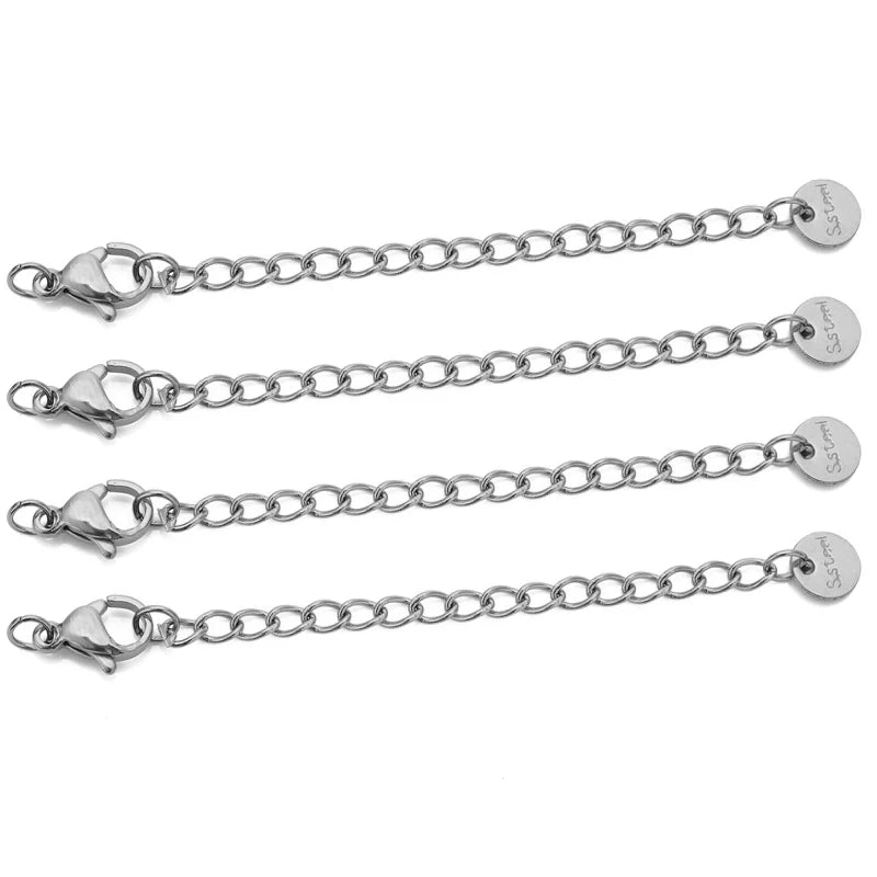 10pcs Stainless Steel Extension Chains with Lobster Clasps Connector Link