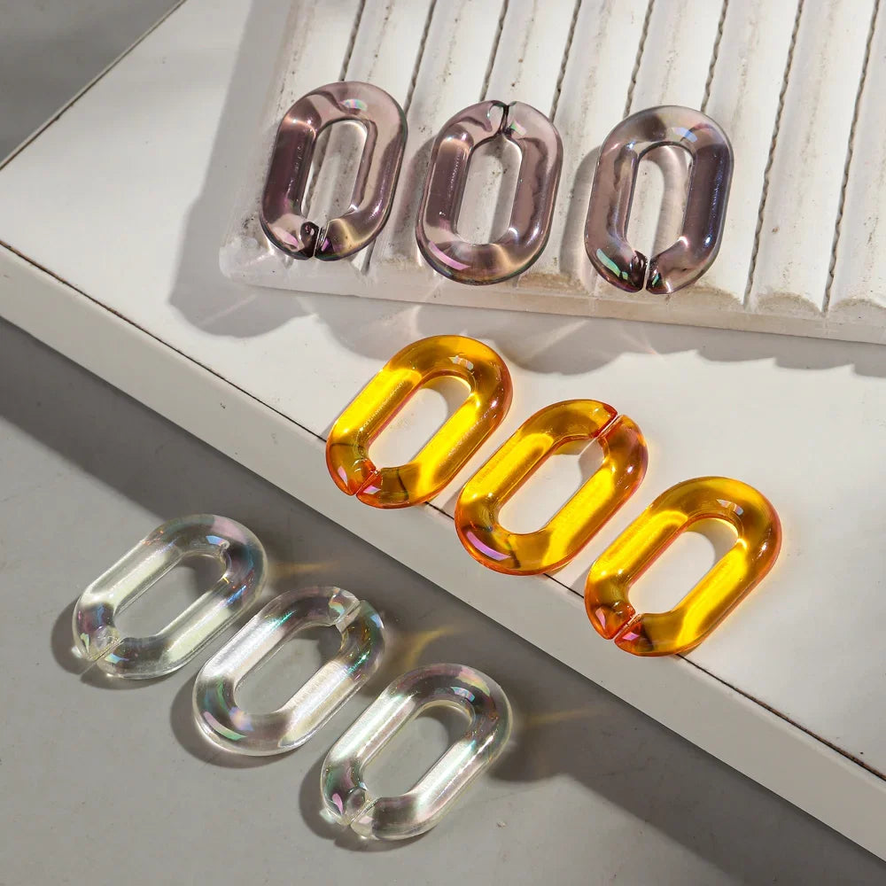 Colorful 20pc Transparent Oval LinkOval Link Chain Beads