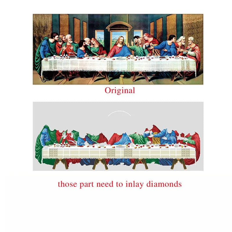 special shaped AB diamond last supper cross stitch embroidery kits 5d 3d wall sticker Jesus religious icon decoration