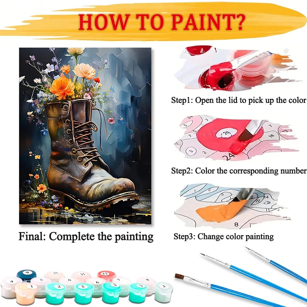 Flower Boot Diy Art Paint By Numbers For Adult