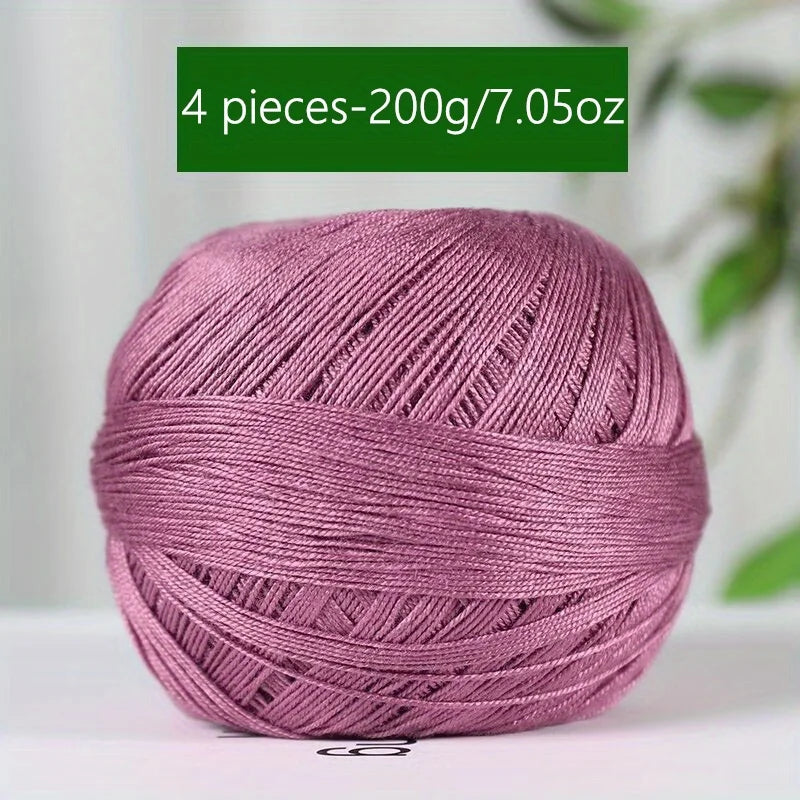1PC Premium Mercerized Silk Lace Yarn Bundle-Soft, Durable, Vibrant Colors for DIY Knit & Crochet