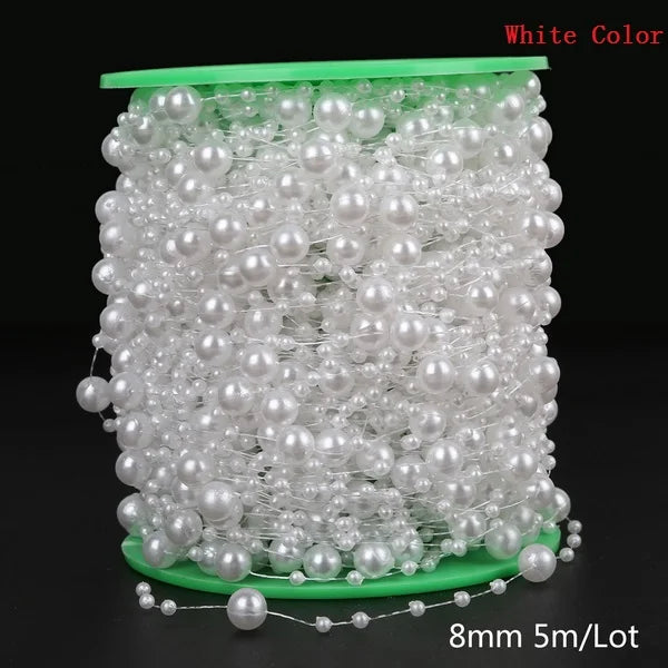 ABS Imitation Ivory Pearl Bead Chain Line Cord Thread Trim for DIY Wedding Party Decoration & Jewelry Findings Craft Accessories