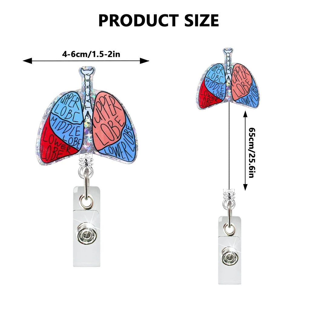Creative Acrylic Heart Lung Brain Kidney Uterus Intestine Pattern Badge Reel Retractable