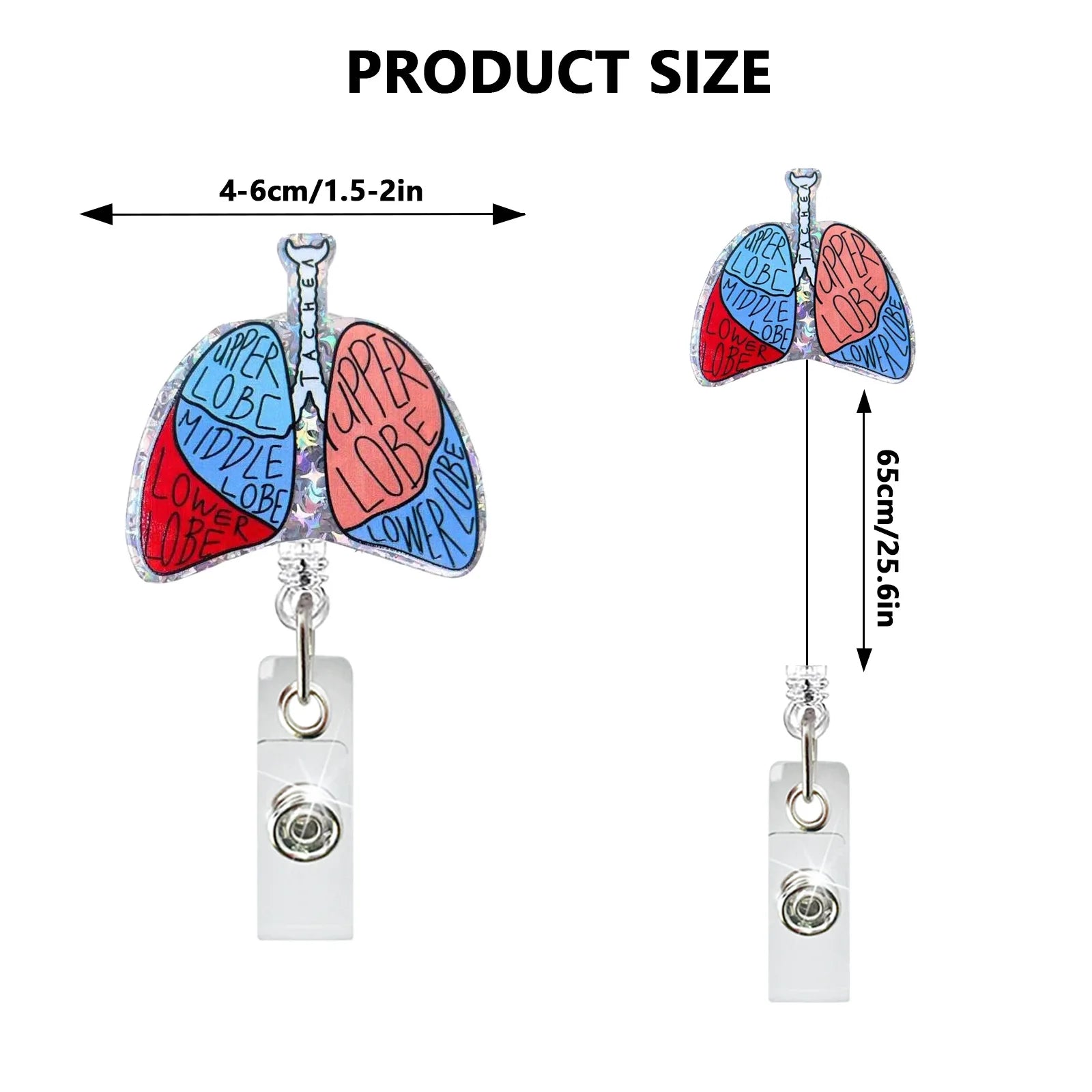 Creative Acrylic Heart Lung Brain Kidney Uterus Intestine Pattern Badge Reel Retractable
