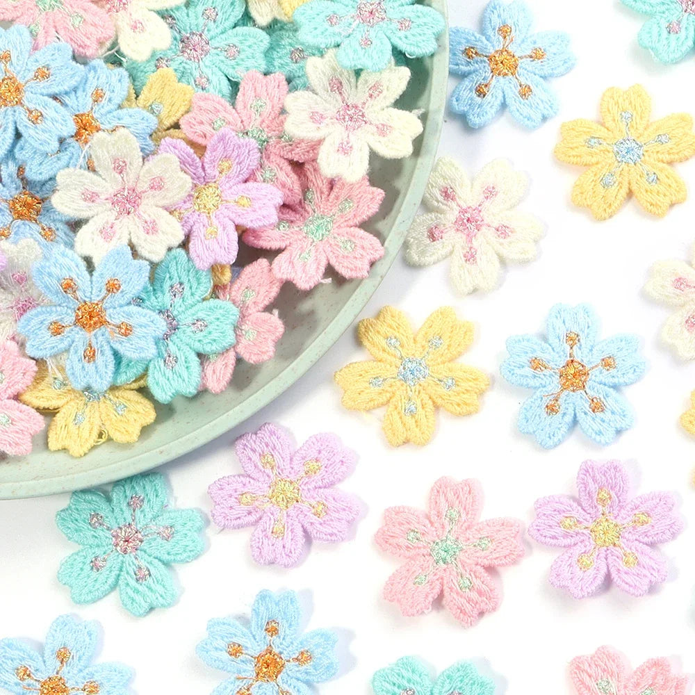 20Pcs/pack Colorful Flower Appliqued Cherry Blossoms Embroidery