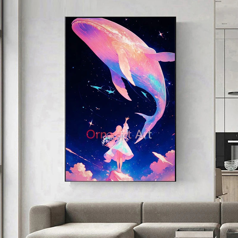 100% 5D DIY Fairy Dust Drill Diamond Painting Whale Full Crystal Diamond Mosaic Art.