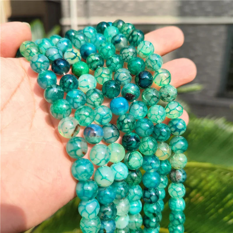 6/8/10mm Natural Green Round Stone Loose Spacer Beads