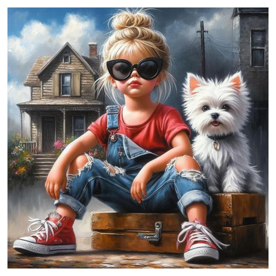 Cool Girl 5D DIY Diamond Painting Full Diamond Mosaic Embroidery Steampunk Girl Cross Stitch Kits Set Art