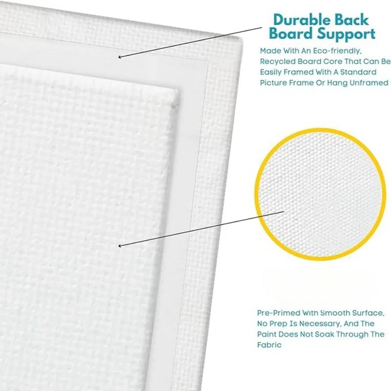 6pcs Canvas Board For Painting Cotton Blank Primed White
