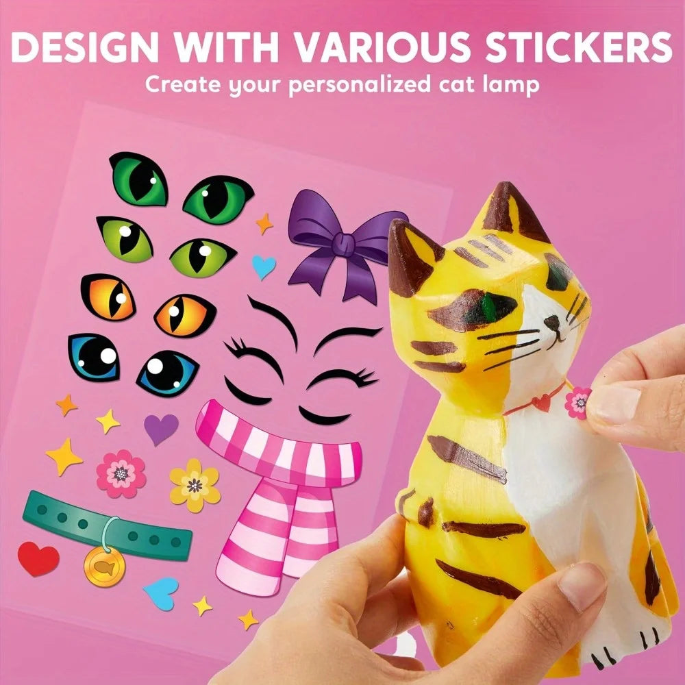 JOYFY Kids DIY Night Light Paint Your Own Cat Lamp