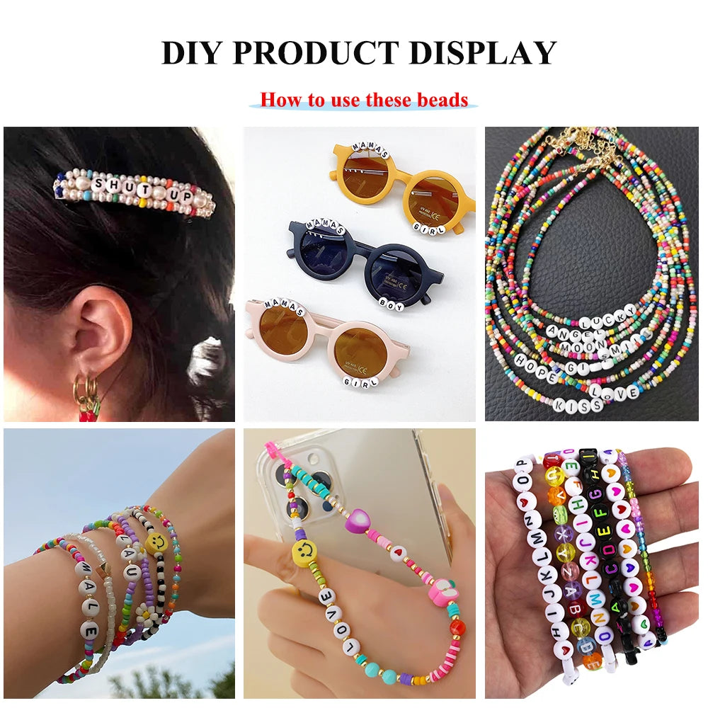700pcs/lot Colorful Round Letter Beads Acrylic Alphabet Number