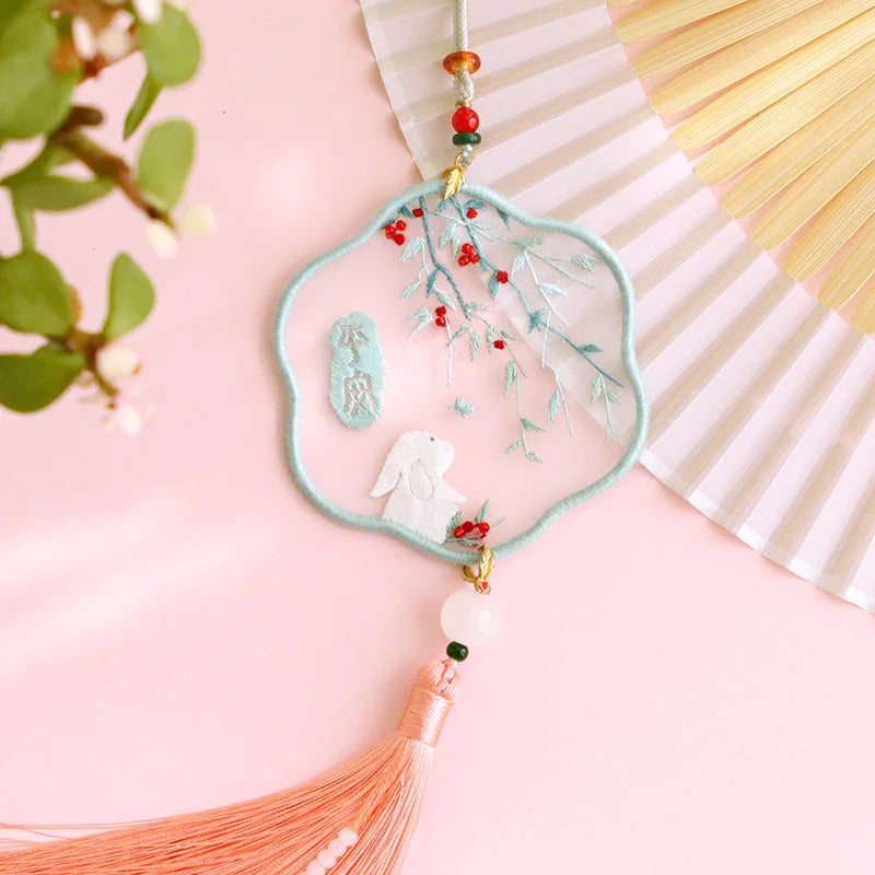 Car Pendant Needlepoint for Beginner Handmade, DIY Needlework Easy Embroidery Kit Sewing