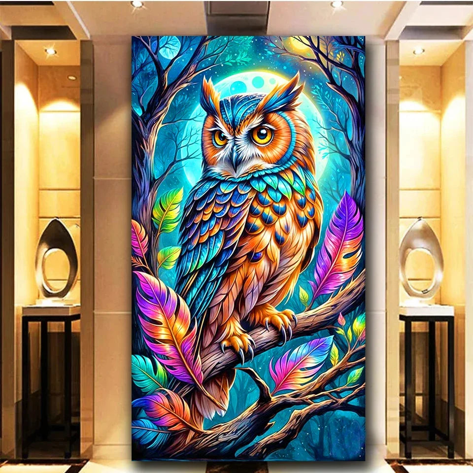 Vibrant Owl Good friend Flowers Diamond Painting Large Diy Diamond Mosaic Full Square Round Diamond Art Animal Home Decor