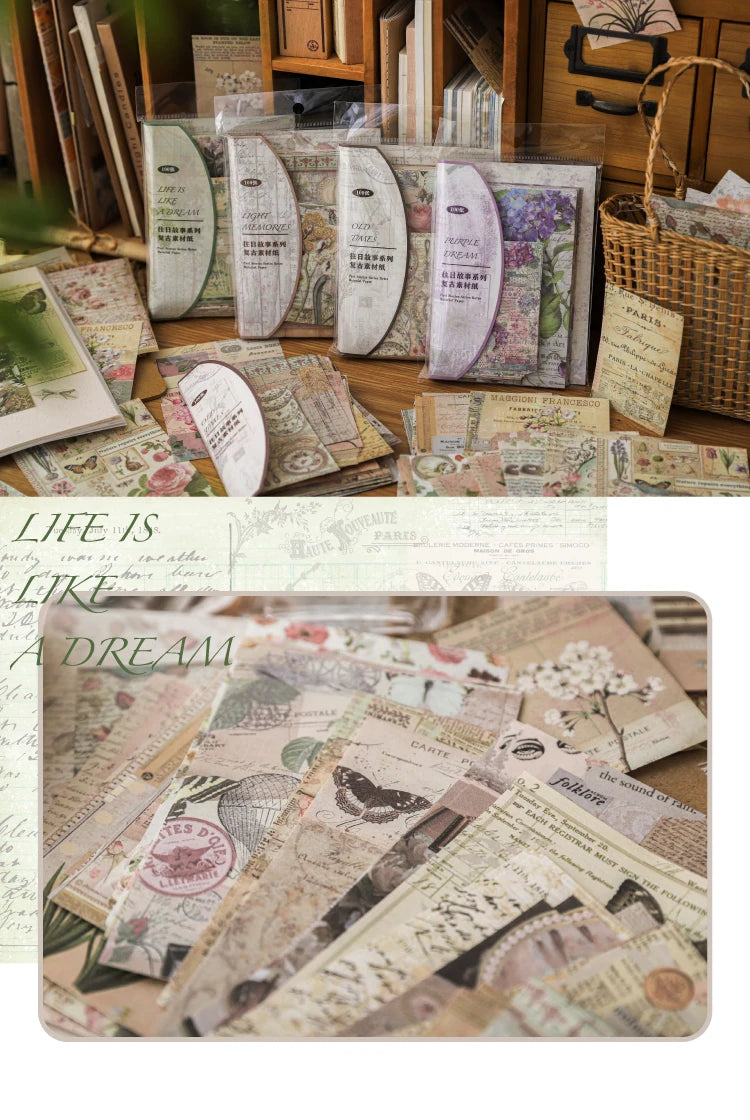 100Pcs/Pack Past Stories Vintage Series Scrapbooking Material