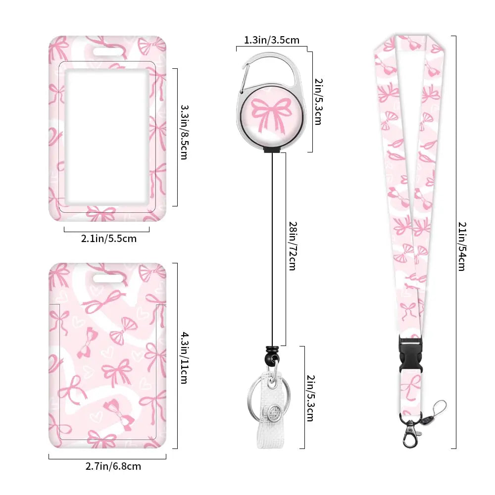 Lanyards for ID Badge Holder for Women Cute, Teacher Lanyard with ID Holder Clip, Retractable Keychain Badge Reel Heavy Duty,