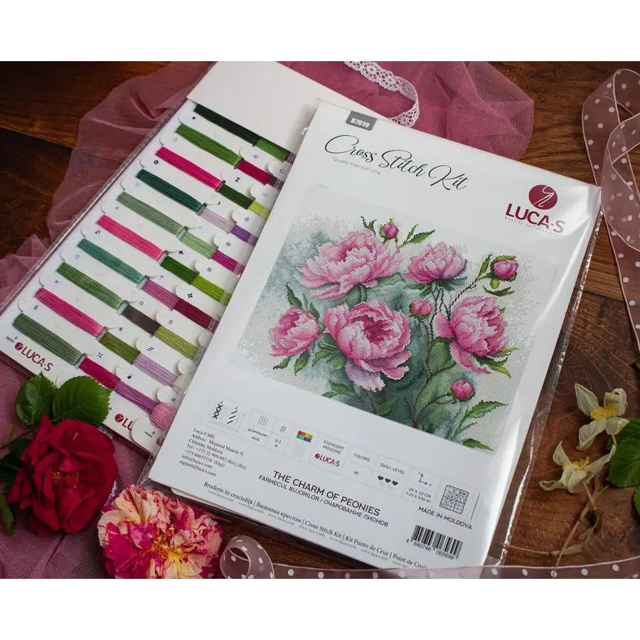 Cross Stitch Kit The Charm of Peonies, Counted  for Adults, Embroidery Kit,