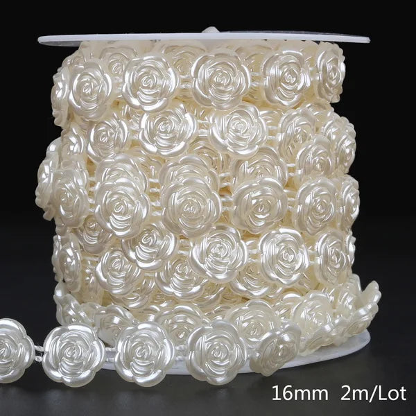 ABS Imitation Ivory Pearl Bead Chain Line Cord Thread Trim for DIY Wedding Party Decoration & Jewelry Findings Craft Accessories