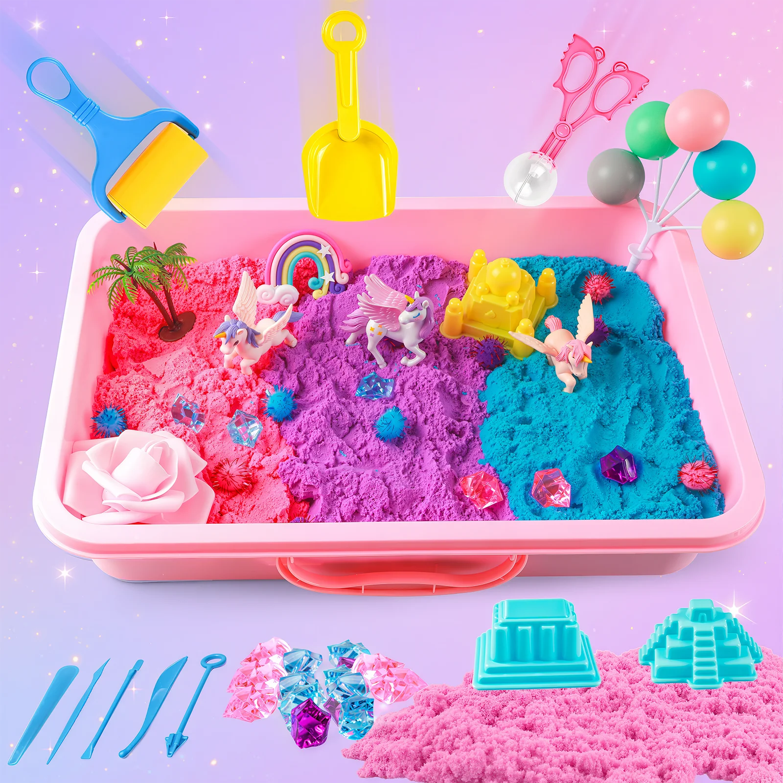 Unicorn Sensory Bin for Girl, Magic Sand