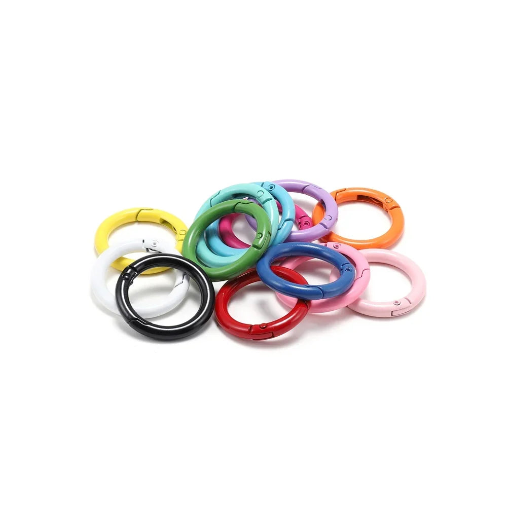 5Pcs/Lot 21 Colors Metal O Ring Spring Clasp Openable Round Carabiner Keychain Clips Hook