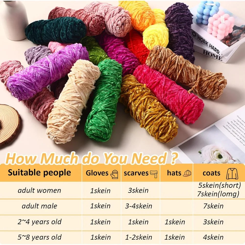 Bulky Soft Velvet Blanket Yarn for Crocheting and Knitting, 40 Packs, 5240 Yards, Ideal for DIY Crafts and Weaving
