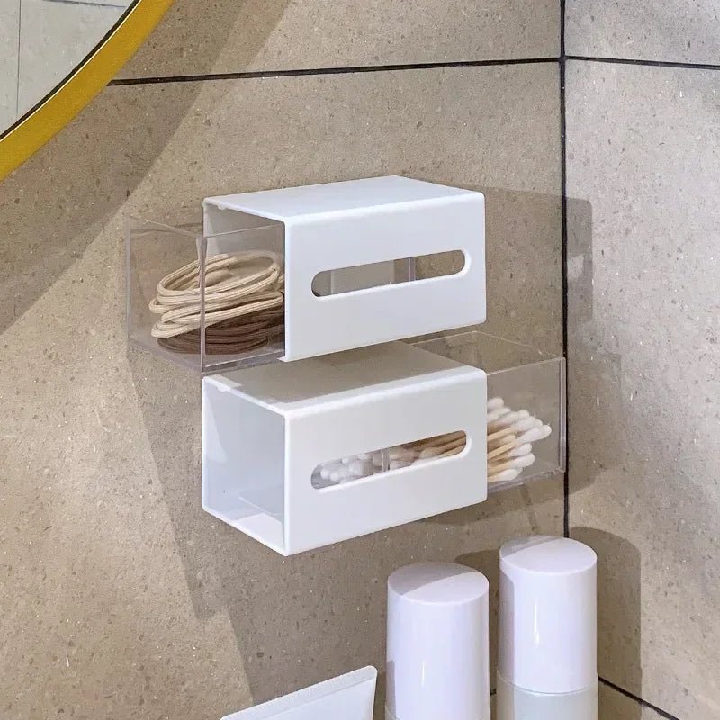 Wall Mounted Storage Box Bathroom Cosmetic Cotton Swabs,  Jewelry .