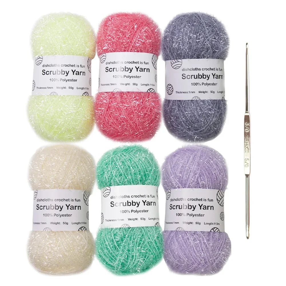 Scrubby Yarn for Scrubbies 6pcs Scrubbing Yarn Multi Colored