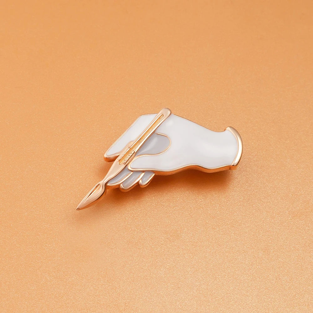 White Gloves with Scalpel Surgical Brooch Pins  Medical Jewelry for Surgeon Doctor Nurse