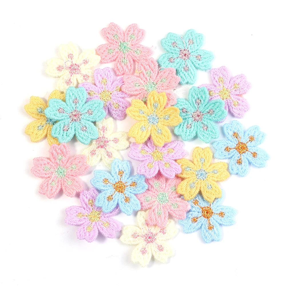 20Pcs/pack Colorful Flower Appliqued Cherry Blossoms Embroidery