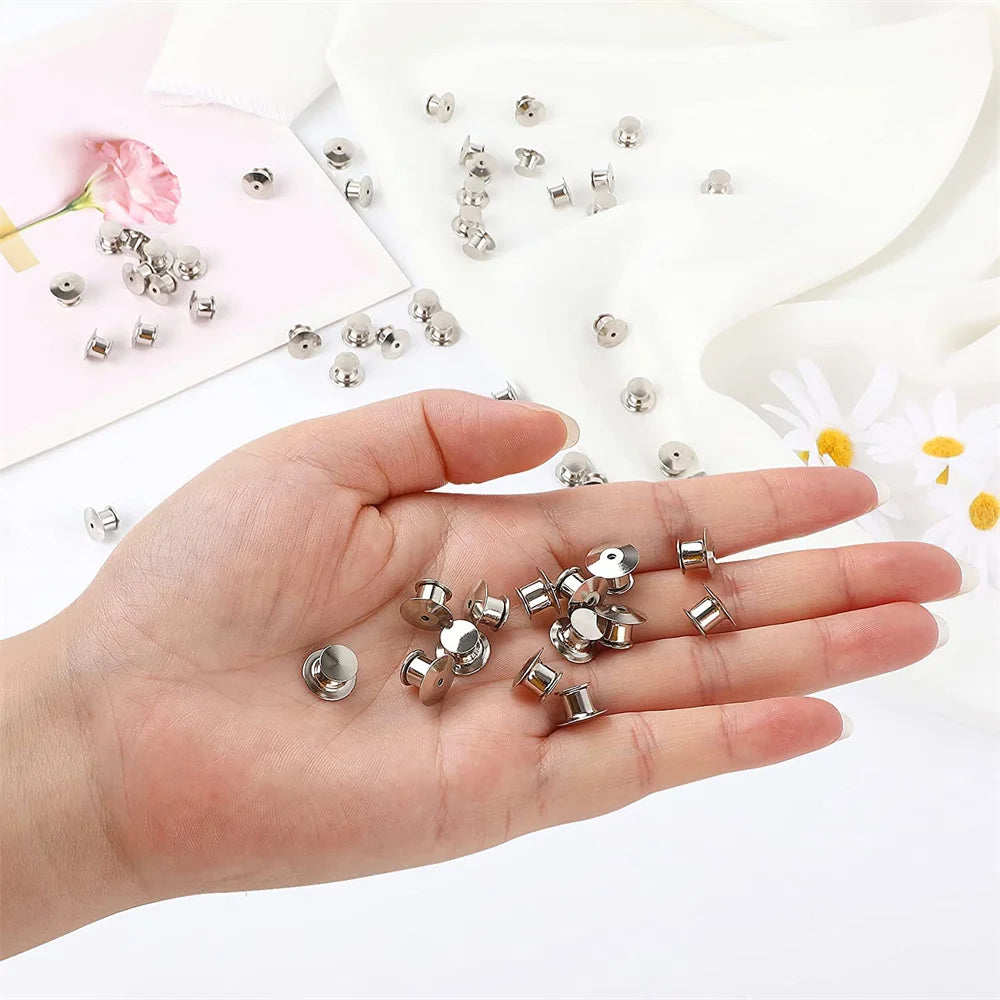 10/30/50 Pieces Locking Pin Backs Metal Pin Backs Locking Pin Keepers
