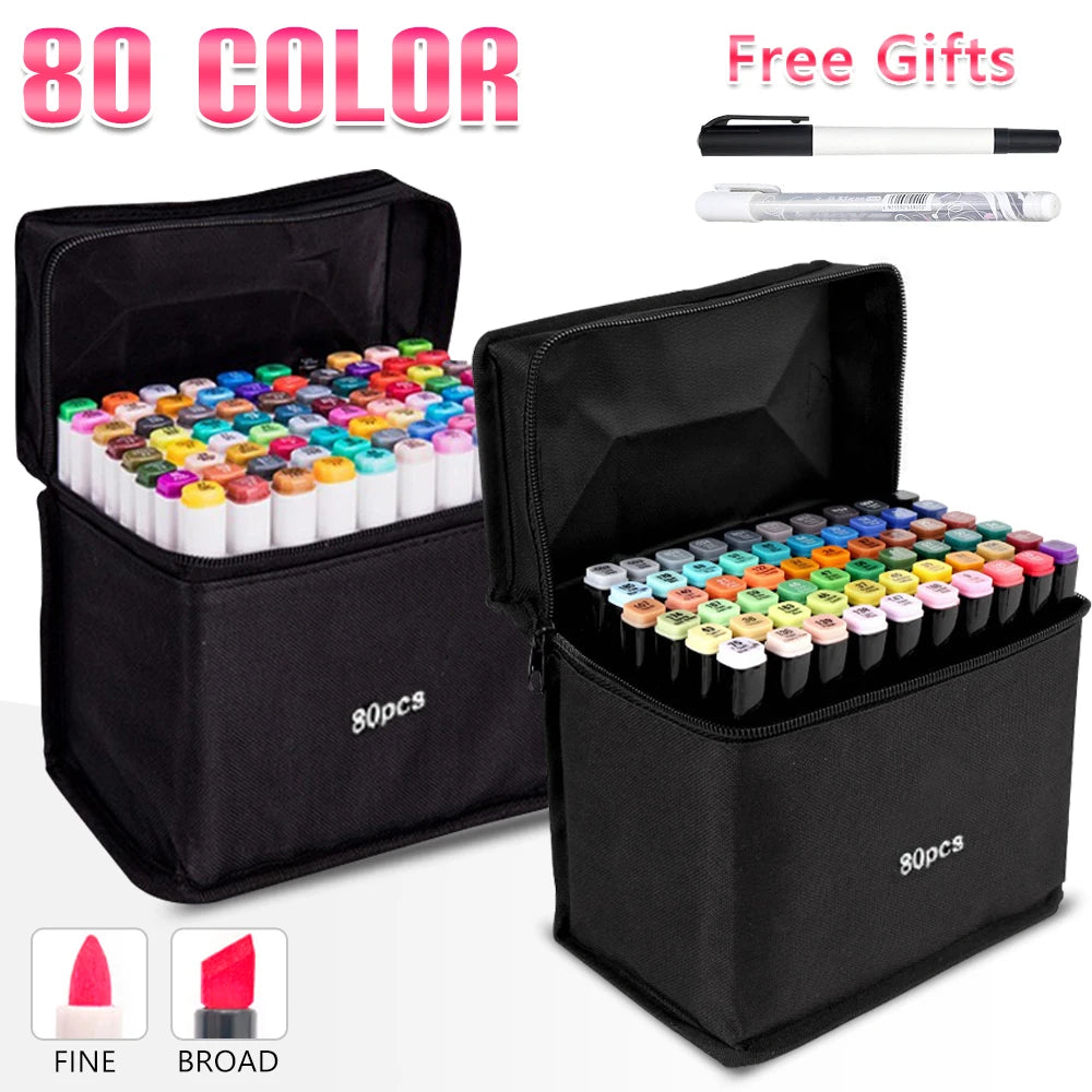 80 Markers Set, Mixed Color, Art Supplies.