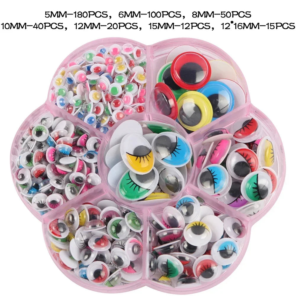 210-800PCS Self Adhesive Doll  Eyes for DIY Craft Toys Googly Wiggly Eyes Scrapbooking Decor Craft Supplies 4/5/6/7/8/10/12mm