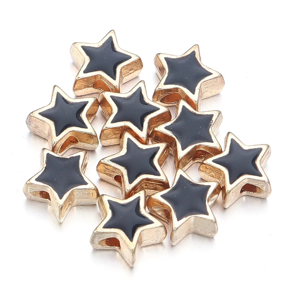 10pcs/Lot 8mm Alloy Double Sided Love Heart Enamel Beads for Jewelry Making Charms Loose Spacer Beads DIY Bracelet Necklace
